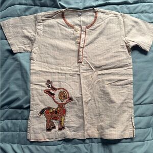 Kids Beige Deer Print Shirt